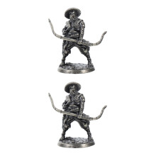 2St Mini Japanse Samurai Figurines Grijs Witkoper Tuindecor