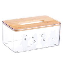 1St Decoratieve Tissue Organizer Pet Hout Transparant Meerdere Kleuren