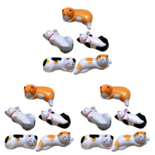 15Pcs Ceramic Chopstick Rests Cute Cat Style Cutlery and Spoon Holder