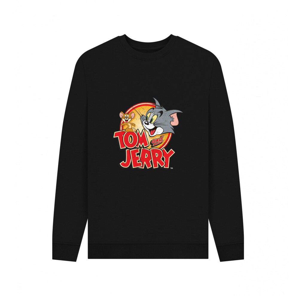 Tom And Jerry (Xxl, Black) Unisex Adult Graphic Vintage Sweatshirt