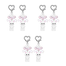 6Pcs Adorable Cat Keychain Bag Hanging Pendant Metal Keyring