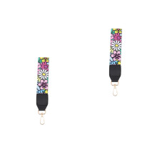 2Pcs Polyester Wallet Wrist Strap Decorative Floral Bag Lanyard Multi