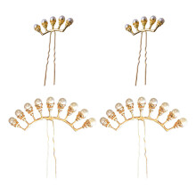 4St Klassieke Gouden Haarpin Parels Chinese Stijl Haaraccessoire