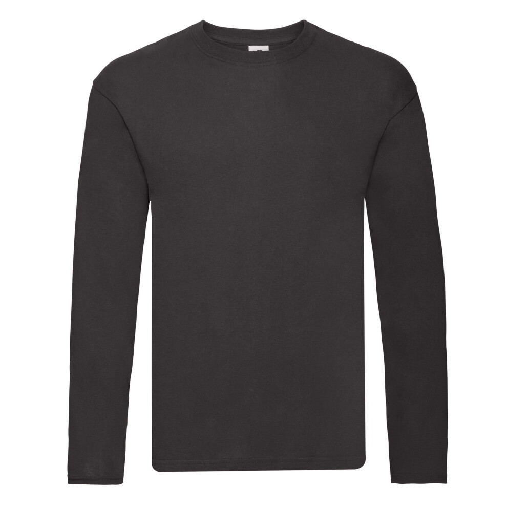 Fruit Of The Loom (S, Black) Mens Original Plain Long-Sleeved T-Shirt