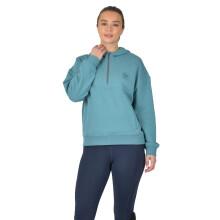 (14 UK, Washed Teal) Dublin Womens/Ladies Hooded Quarter Zip Fleece Top