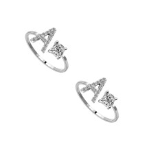 2St Zilveren Ring Set, Ontwerp Met Engelse Letterstijl