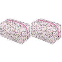 2St Vrouwen Make-Up Etui Van Stof, Lichtgewicht Met Veilige