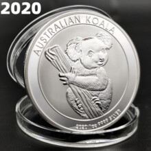 Schöne australische Koala-Gedenkmünze 2020, versilberte Medaille, edles Wildtier-Motiv, Geschenk für Tierliebhaber, Spie