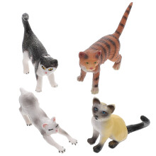4St Cartoon Kat Mini Ornament Plastic Kattenbeeld Voor