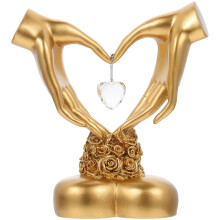 Gouden Hartfiguren Hars Sculptuur Tafelversiering Romantiek