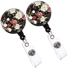 2St Multi Abs+metaal Bloem Clip Badgehouder Uittrekbaar Voor Personen