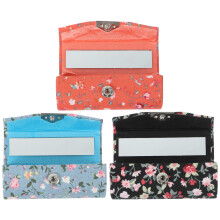 3St Retro Stijl Lipstick Doos Met Bloemmotief En Spiegel Voor Onderweg
