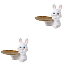 2St Vrolijke Bunny Decor Tray, Multifunctioneel Resin Opbergplateau