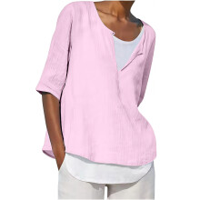 Women's T-shirt top, short-sleeved casual shirt,-Pink XXXL