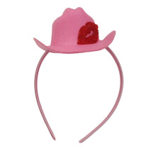 Trendsetting Flat Brimmed Cowboy Costume Headbands for-Pink