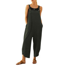 Women's casual loose long jumpsuit overalls-Green XXL