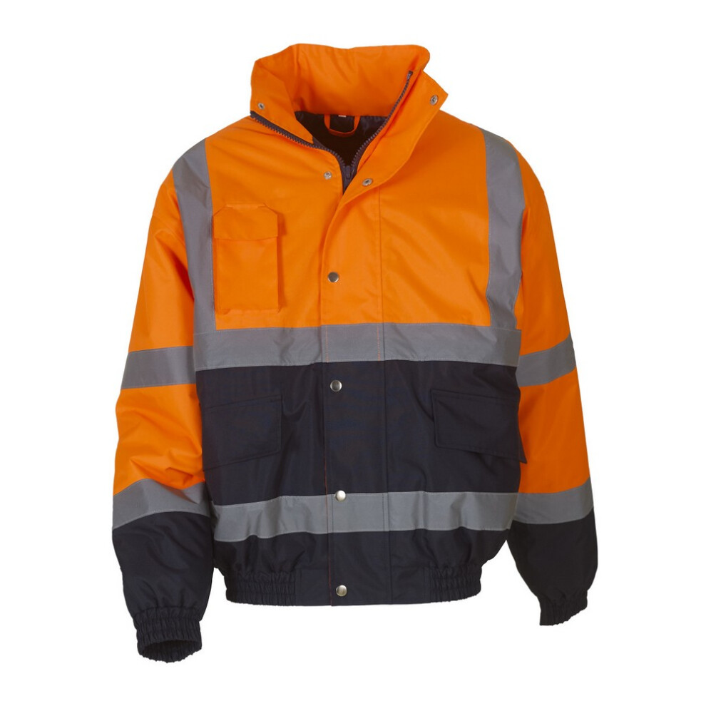 (M, Orange/Navy) Yoko Hi-Vis Two Tone Bomber Jacket 5059444807541