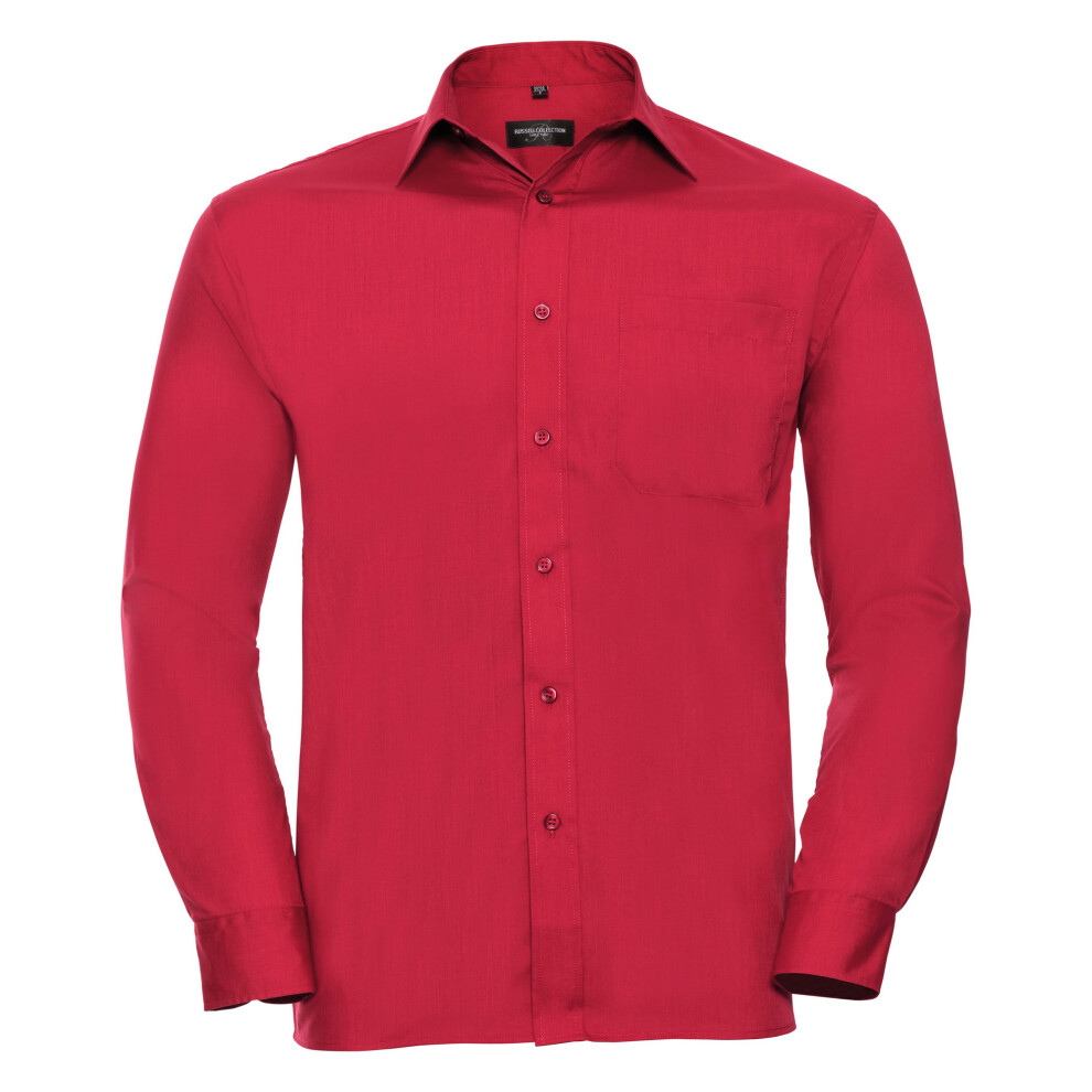 Russell (15.5, Classic ) Collection Mens Long Sleeve Shirt Red