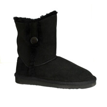 (8 UK, Black) Eastern Counties Leather Womens/Ladies Lacey Sheepskin Button Boots