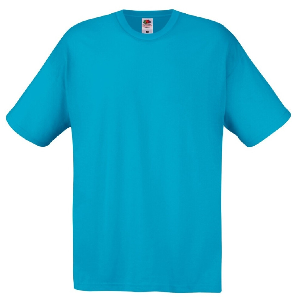 Fruit Of The Loom (L, Azure ) Mens Original T-Shirt Blue