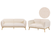 Living Room Set 5 Seater LJUNG Boucle Light Beige