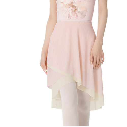 Modern Dance Skirt Adjustable Waist Double Layer for-Pink L