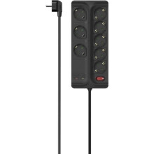 Verlengsnoer - Hama - 8 Stopcontacten - Bescherming tegen overspanning - 1,5 m - Zwart