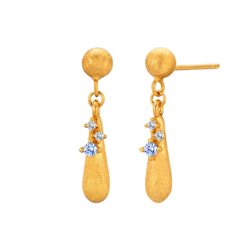 Pair of Exquisite Drop Shaped Brushed Alloy Earrings Featuring