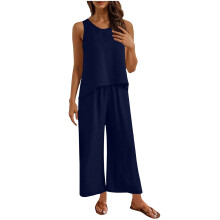2-delige damesoutfits voor uitgaan, casual losse-Marineblauw XXL