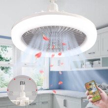 Ceiling Fan Light Fixture, E27 Ceiling Fan Chandelier, Silent Ceiling Fan with Remote Control Light (grey)