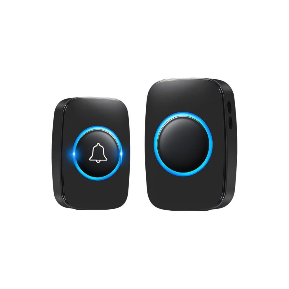 Wireless Outdoor Waterproof Doorbell Kit, 300M Range, Plug-In Receivers, 60 Melodies, 5 Volume Levels, Black 9193278877731