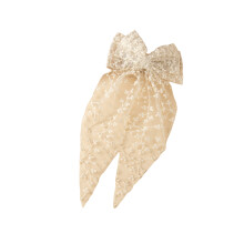Soft Baby Hair Clip Lace Bows Decoration Long Flowing-cream