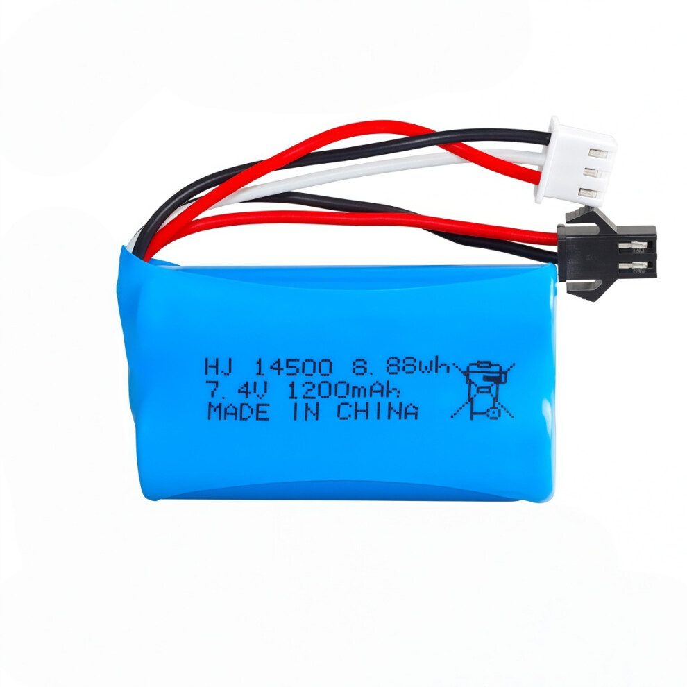 7.4V 1200Mah Lithium Battery With 5C Rate, Sm Connector, Lipo 14500 Battery For Electric Toys Black 9193278880502