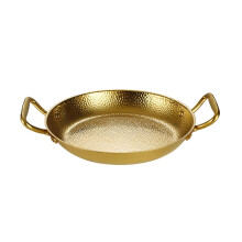 Nontoxic 304 Stainless Steel Spanish Paella Pan With-gold 28cm