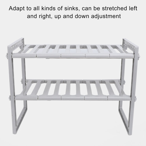 Grey 2-Tier Under Sink Rack Adjustable 1