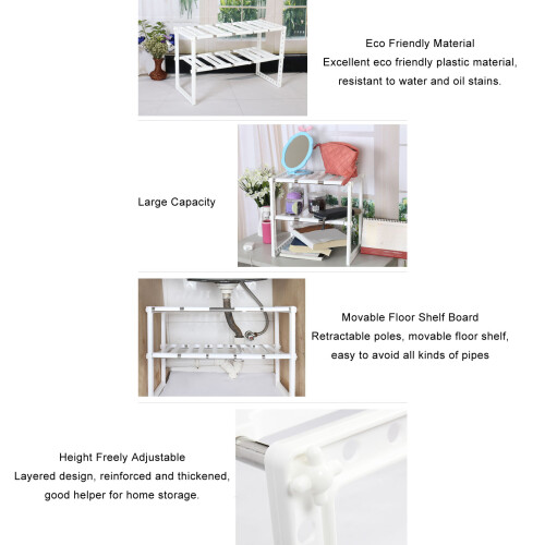 Grey 2-Tier Under Sink Rack Adjustable 2