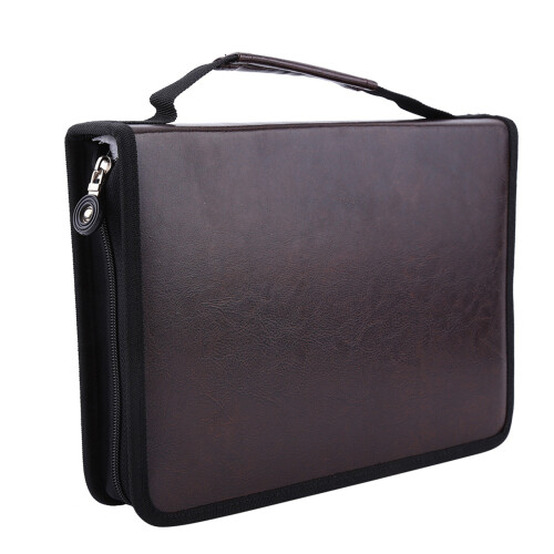 Large Brown Pencil Case 150 Slots PU Leather 1