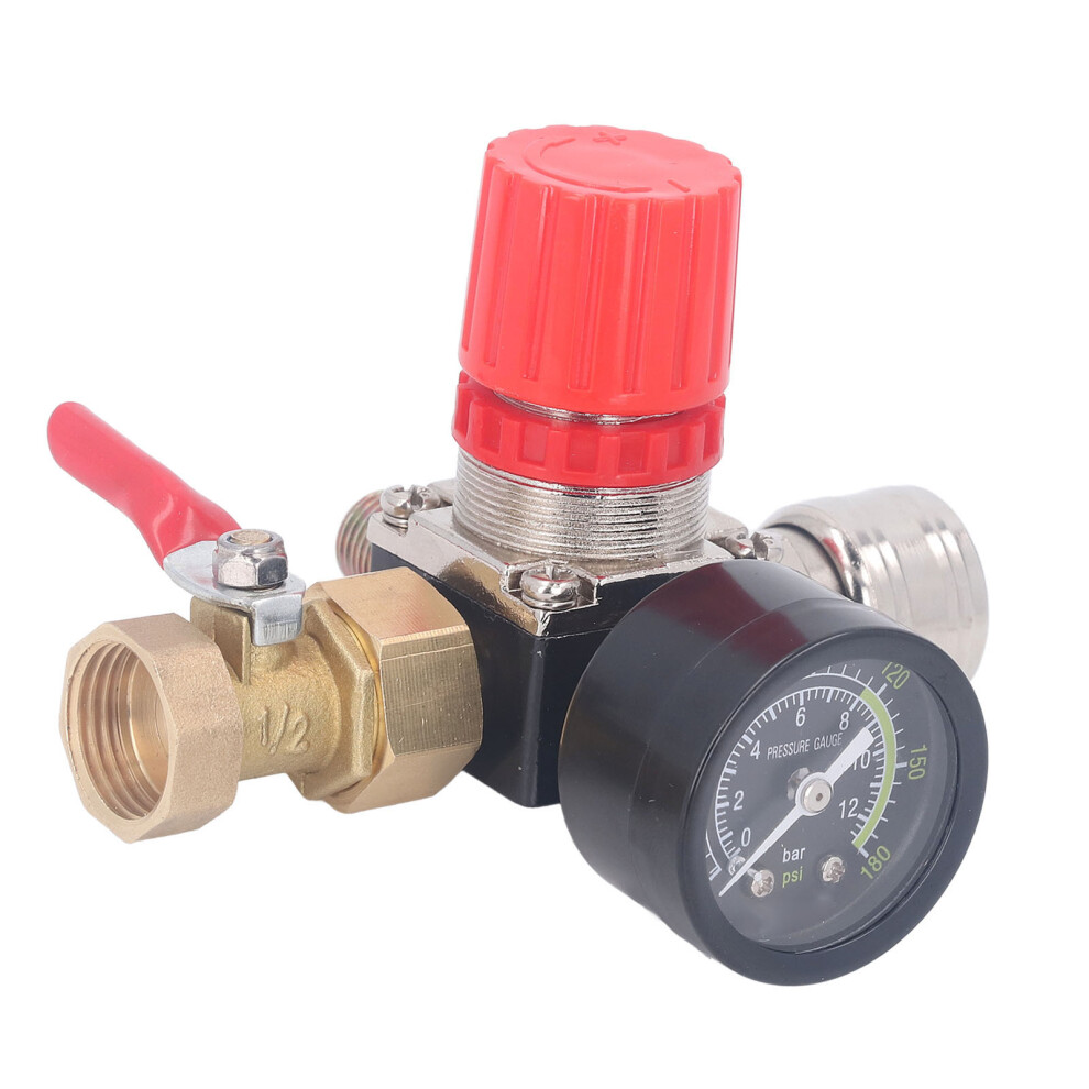 4-Way Air Regulator 0-180 PSI Gauge Cast Iron
