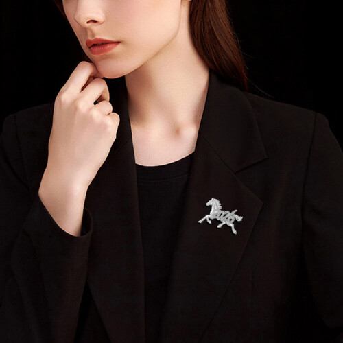 Broche cheval du zodiaque chinois à la mode pour-Couleur or 2