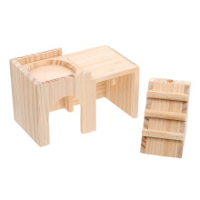 1Holz Hamsterhaus Hellbraun Langlebig Käfig Spielplatz Und Versteck