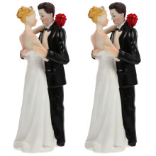 2Stk Resin Hochzeitstorten Topper, Handbemalt, Brautpaar-Figuren