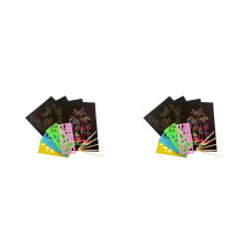 118Stk Kreatives Kratzpapier Set Schwarz Mit Bambusstiften Für Malspaß