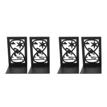 4Stk Moderne Schwarze Metall Buchstützen Hohlstundenglas Für