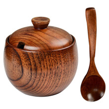 1Set Holz Gewürzbehälter Mit Deckel Und Löffel, Mehrfarbig, Vielseitig