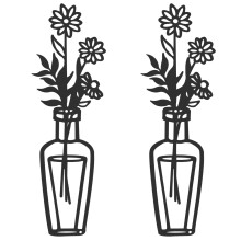2Stk Schwarze Blumen Für Wand Und Zuhause