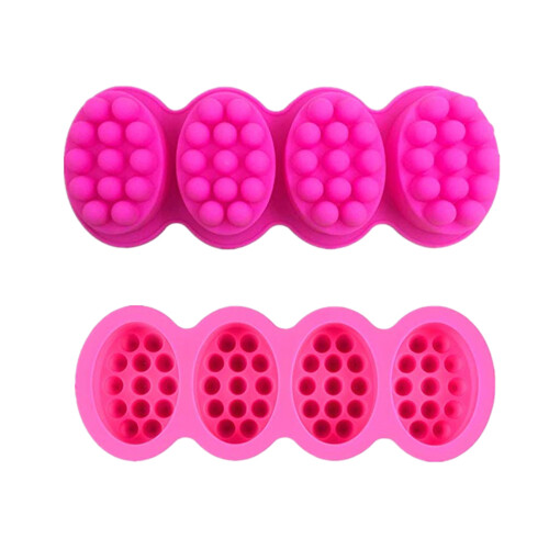 2Stk Silikonform 4- Massagebürste Seifenform Bunt, Antihaft