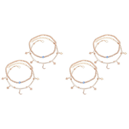 4Ensembles De Bracelets De Dorés Multi-Couches Femme