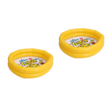 2Stk PVC Inflatable Pool Rund Gelb Kinder Zum