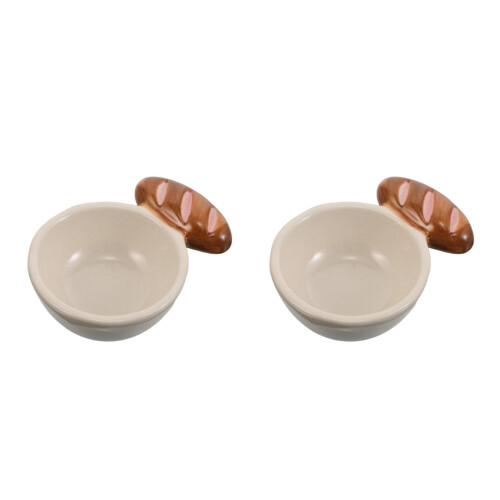 2Pièces Bols À Condiment Céramique Beige, Design Rétro