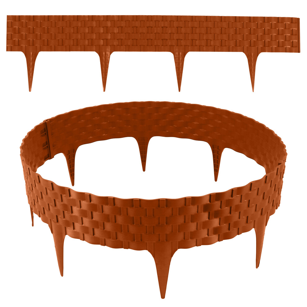 Lawn Edging, Rattan Look, Terracotta, 24X80 Cm Modules, Plastic Flower Bed Edging For Flower Beds And Lawn Borders 4251682524360